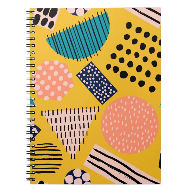 Abstract seamless pattern with different shapes an notebook (Front)
