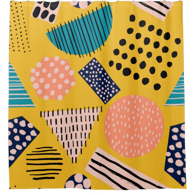 Abstract seamless pattern with different shapes an shower curtain (Front)