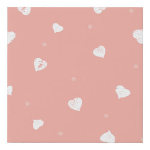 Abstract seamless pattern with hand drawing hearts faux canvas print