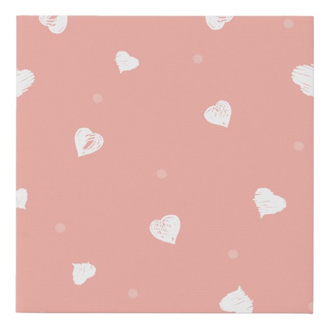 Abstract seamless pattern with hand drawing hearts faux canvas print (Front)