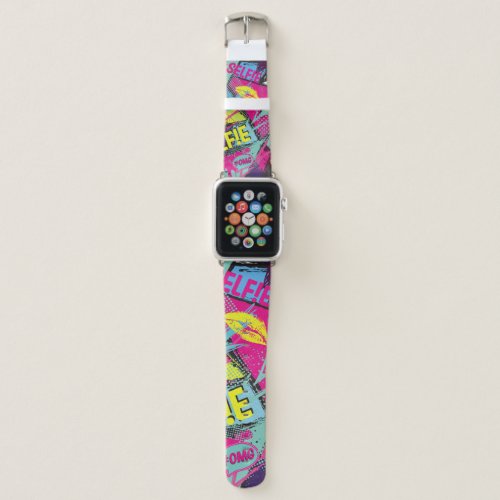 Abstract seamless pattern with Pop art comicspeech Apple Watch Band