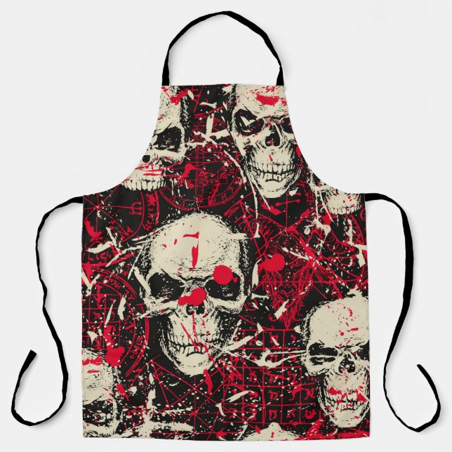 Abstract seamless pattern with sinister human skul apron (Front)
