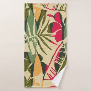 Abstract seamless pattern with tropical leaves. Ha Bath Towel