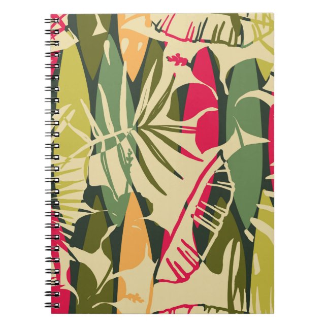 Abstract seamless pattern with tropical leaves. Ha Notebook (Front)
