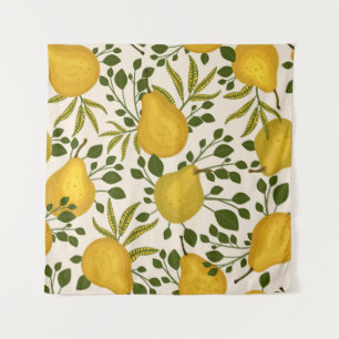 Abstract seamless pattern with yellow pears and le tapestry