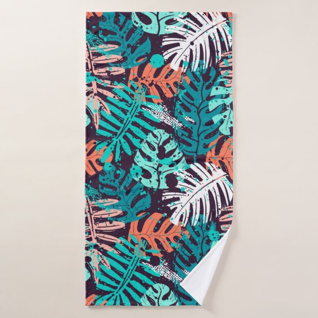 Abstract seamless tropical leaves pattern. Creativ Bath Towel (Bath Towel)