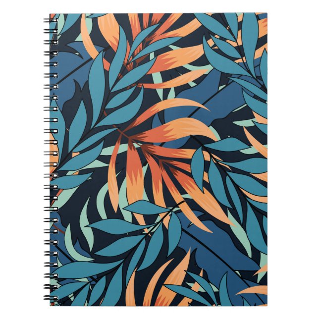 Abstract seamless tropical pattern with pastel pla notebook (Front)