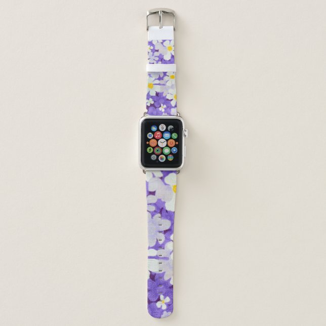 Abstract seamless vintage flower pattern apple watch band (Front)