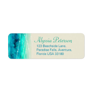 Abstract seas wedding return reply address label