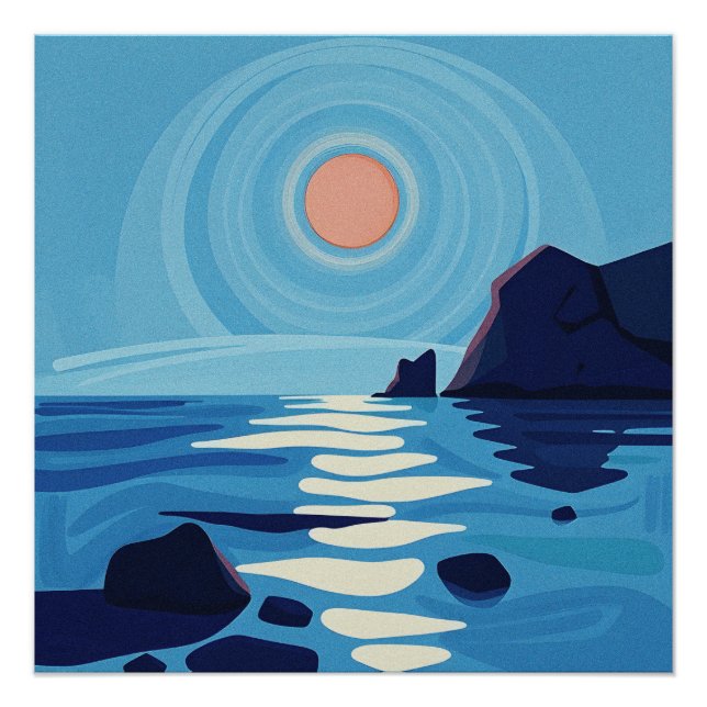 Abstract Seascape Art Poster (Front)