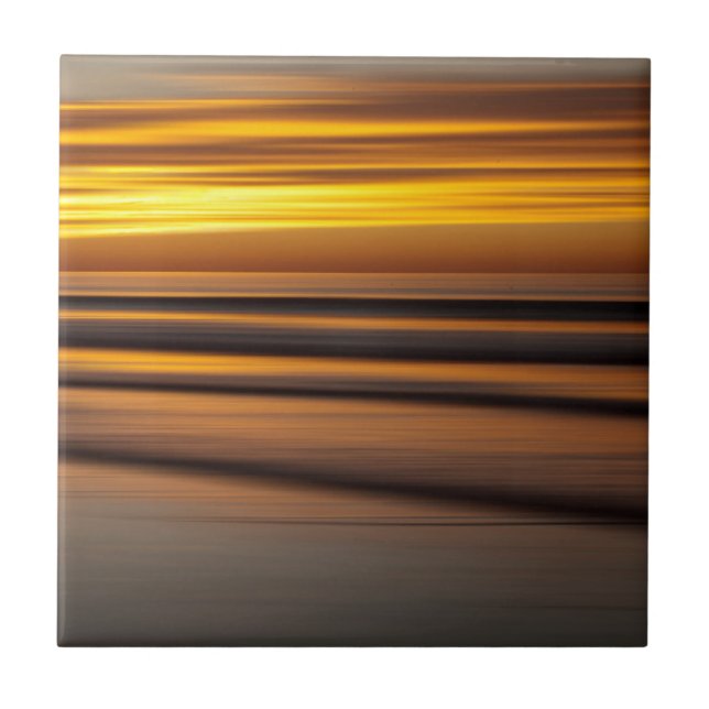 Abstract seascape at sunset, CA Ceramic Tile (Front)