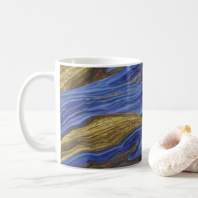 Abstract Seascape Fractured Waves 14 Coffee Mug (With Donut)