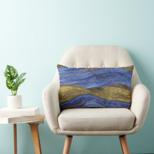 Abstract Seascape Fractured Waves 14 Lumbar Pillow