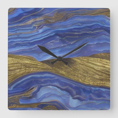 Abstract Seascape Fractured Waves 14 Square Wall Clock