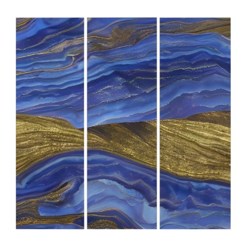 Abstract Seascape Fractured Waves 14 Triptych