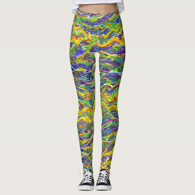 Abstract Seascape Fractured Waves 16 Leggings (Front)