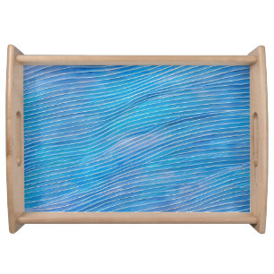Abstract Seascape Fractured Waves 21 Serving Tray