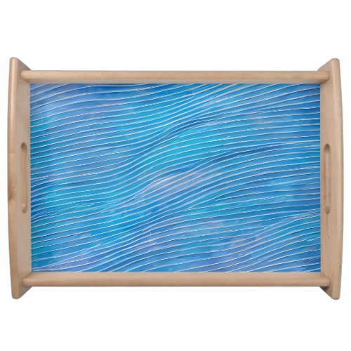 Abstract Seascape Fractured Waves 21  Serving Tray