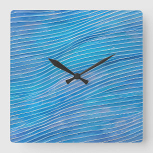 Abstract Seascape Fractured Waves 21  Square Wall Clock