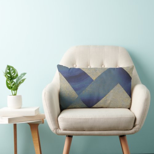 Abstract Seascape Fractured Zig Zag Waves 09 Lumbar Pillow