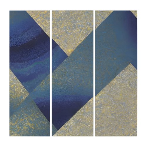 Abstract Seascape Fractured Zig Zag Waves 09 Triptych