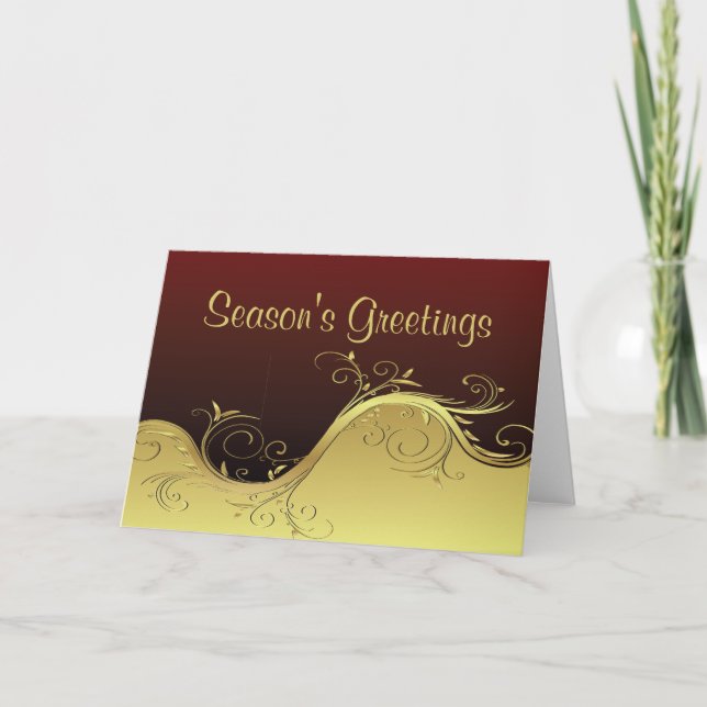 Abstract Season's Greetings Gold Holiday Card (Front)