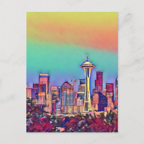 Abstract Seattle Skyline  Postcard