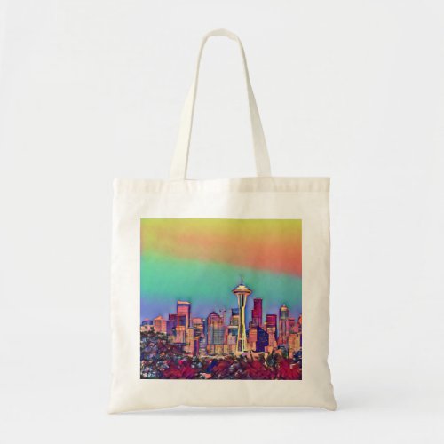 Abstract Seattle Skyline   Tote Bag