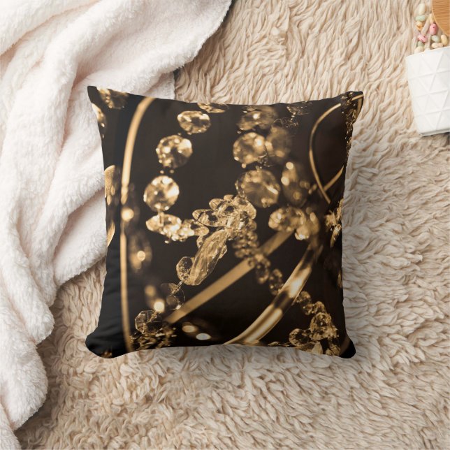  Abstract Sepia Crystal Chandelier  Throw Pillow (Blanket)