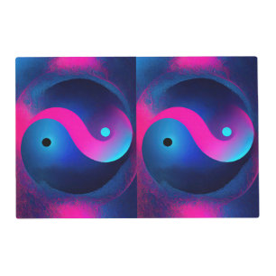 Abstract Serenity: Yin Yang in Pink & Blues Placemat