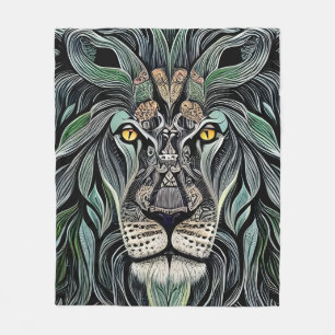 Abstract Shabby Chic King Lion Fleece Blanket