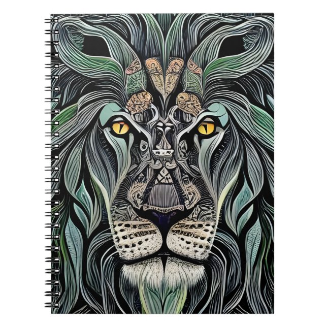 Abstract Shabby Chic King Lion Notebook (Front)