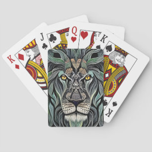 Abstract Shabby Chic King Lion Poker Cards