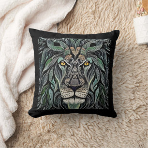 Abstract Shabby Chic King Lion Throw Pillow