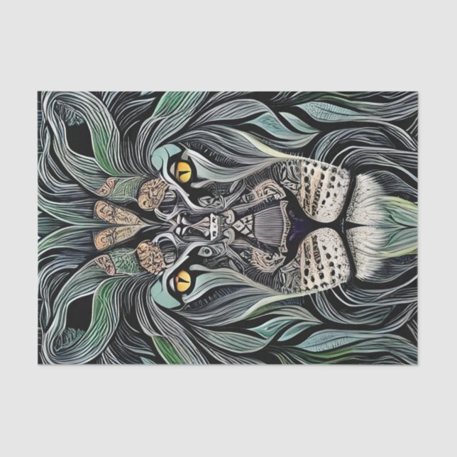 Abstract Shabby Chic King Lion Tissue Paper (Front)