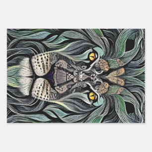 Abstract Shabby Chic King Lion Wrapping Paper Sheets