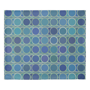Abstract Shades of Blue Circle Pattern Duvet Cover