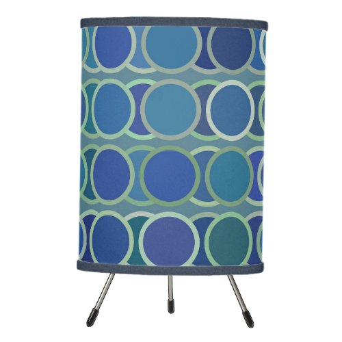 Abstract Shades of Blue Circle Pattern Tripod Lamp