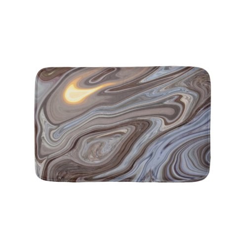 Abstract Shades of Brown Chocolate Marble Swirls Bath Mat