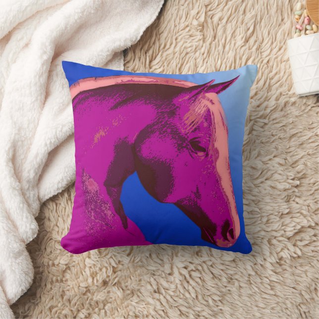 Abstract Shades Of Pink Horse Art Throw Pillow (Blanket)
