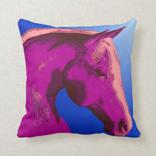 Abstract Shades Of Pink Horse Art Throw Pillow