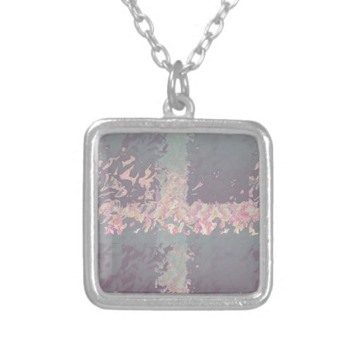 Abstract Shadow Candy Sprinkle Silver Plated Necklace