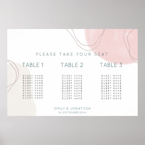 Abstract Shape 3 table Small Wedding seating chart