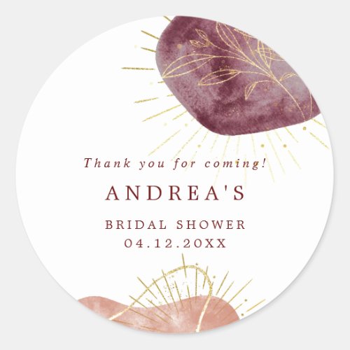 Abstract Shape Bridal Shower Classic Round Sticker