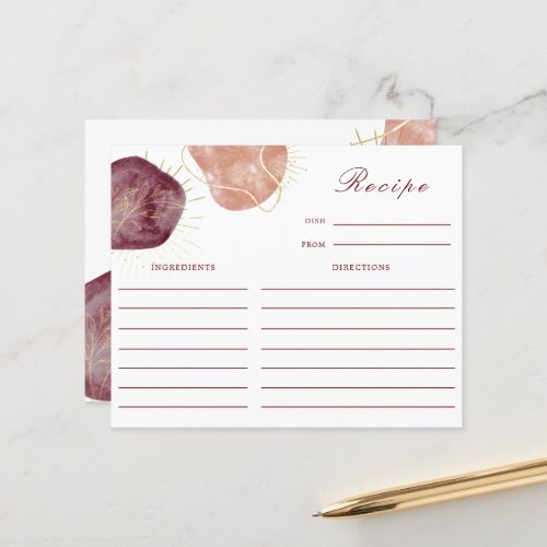 Abstract Shape Bridal Shower Recipe Card