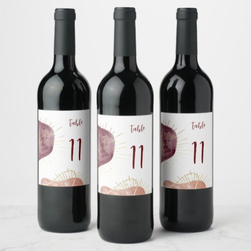 Abstract Shape Wedding Table Number Wine Label