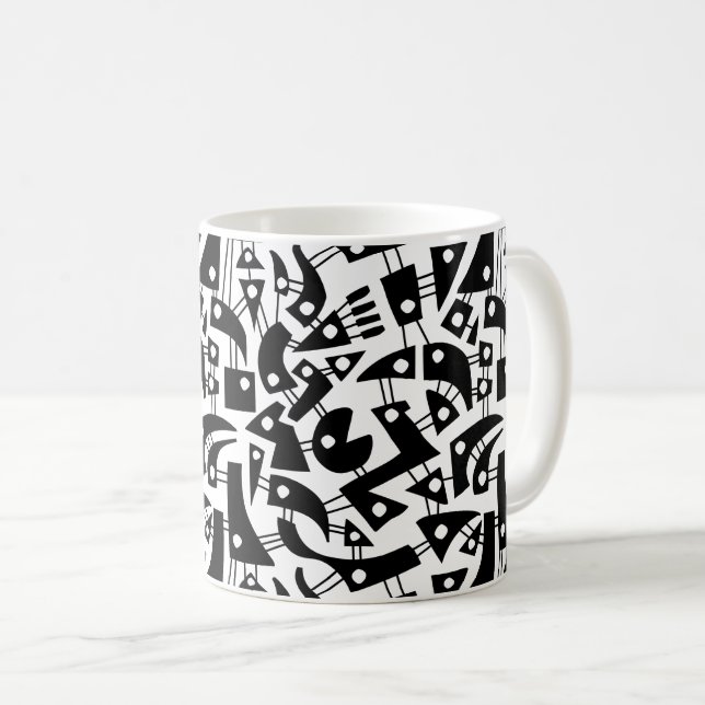 Abstract Shapes 180318 - Black on White Coffee Mug (Front Right)