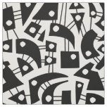 Abstract Shapes 180318 - Black on White Fabric