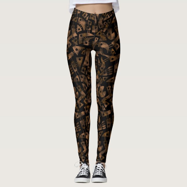 Abstract Shapes 180318 - Rust Leggings (Front)