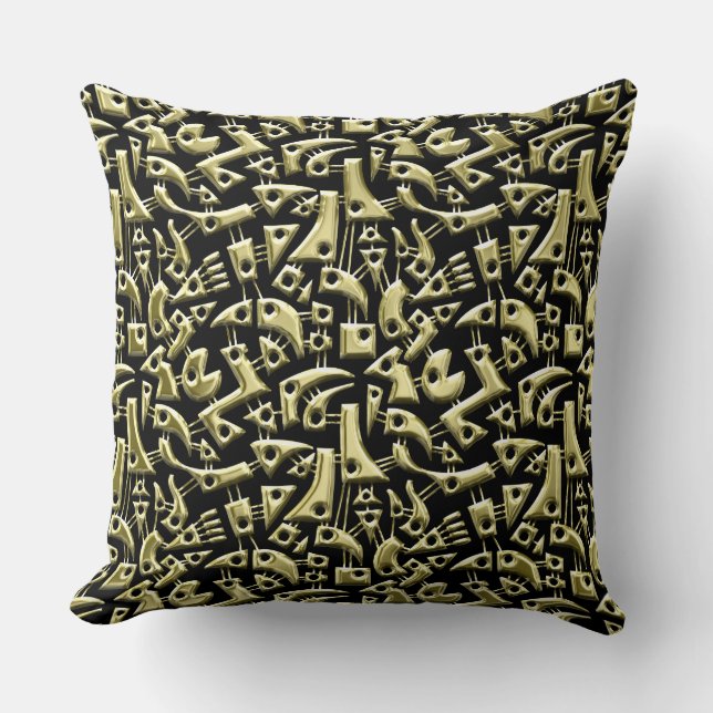Abstract Shapes 180318 - Shiny Gold Throw Pillow (Front)